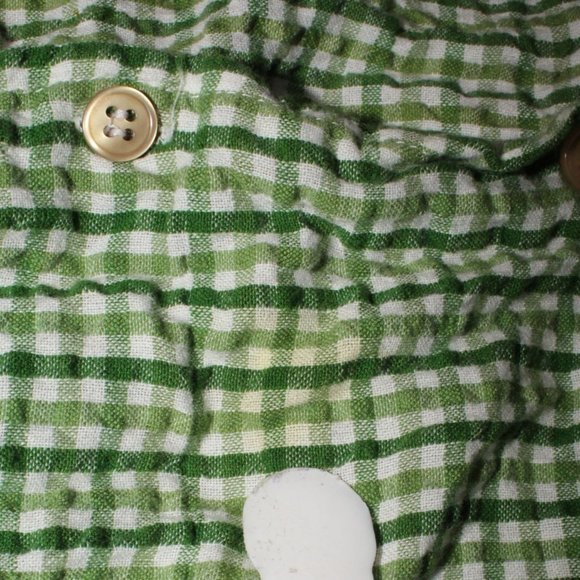 Woman Within Sz 5XL Green White Checkered Short Sleeve Button Down Casual Shirt - Picture 6 of 7